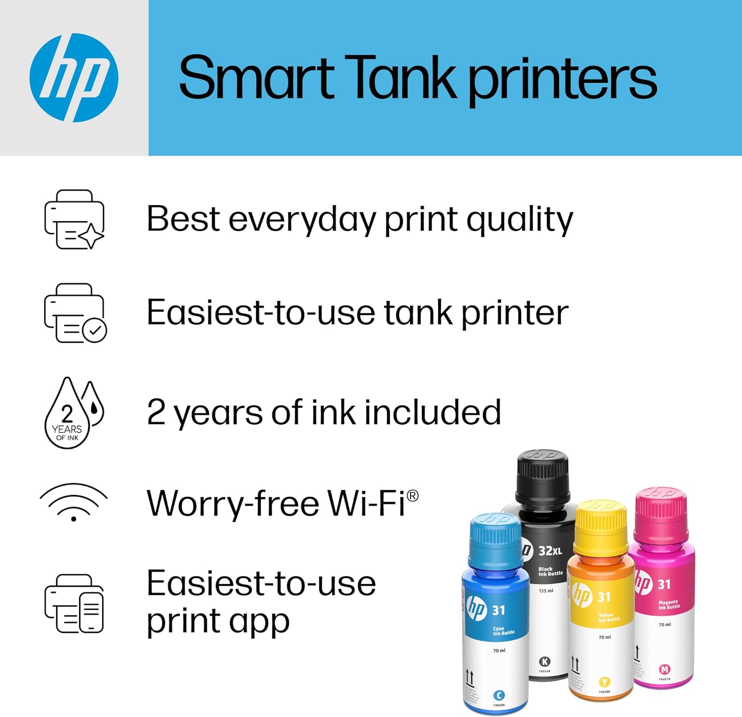 HP Smart -Tank 7001 Wireless All-in-One Cartridge-free Ink -Tank Printer, up to 2 years of ink included, mobile print, scan, copy (28B49A)